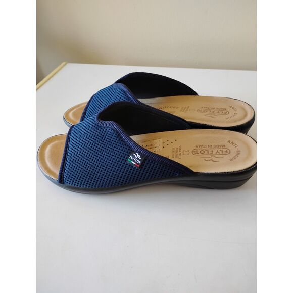 Womens Fly Flot Shoes Sandal Slide Mule Size 9 EU 41 Navy Mesh Made in Italy - Picture 3 of 6